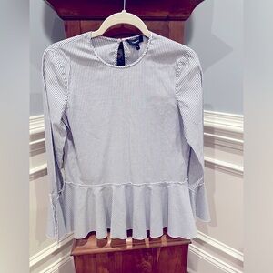 Theory Lexandra Mason Pinstripe Peplum Blouse